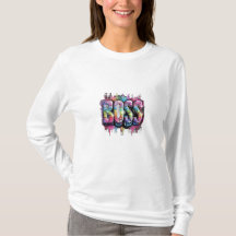 MaMuse Camiseta Manga Longa Rainbow Boss