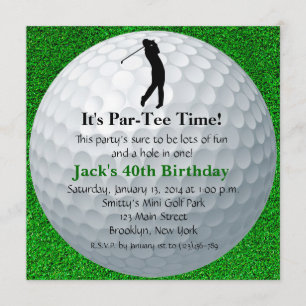 Man Golf Birthday Convite