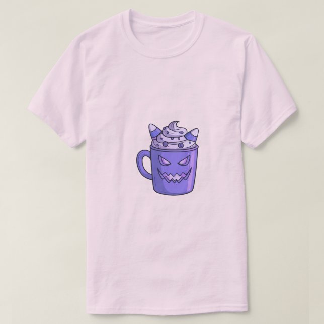 Man in White T-Shirt with Spooky Drink Graphic (Frente do Design)