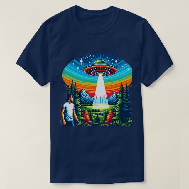 Man UFO Blue T-Shirt (Frente do Design)