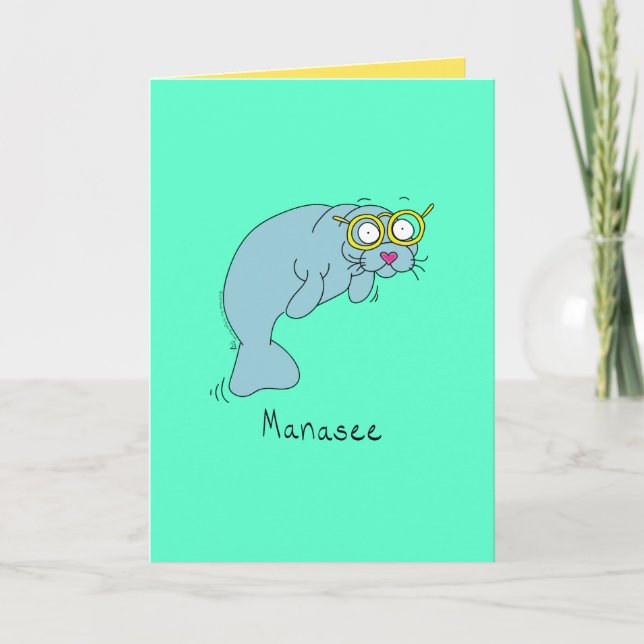 Manasee - Manateio com Cartão de Saudação de Óculo (Frente)