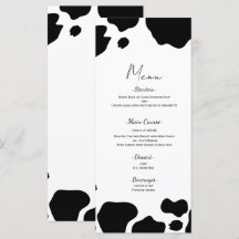 Manchas de Vaca Preta e Branca Menu de Casamento I