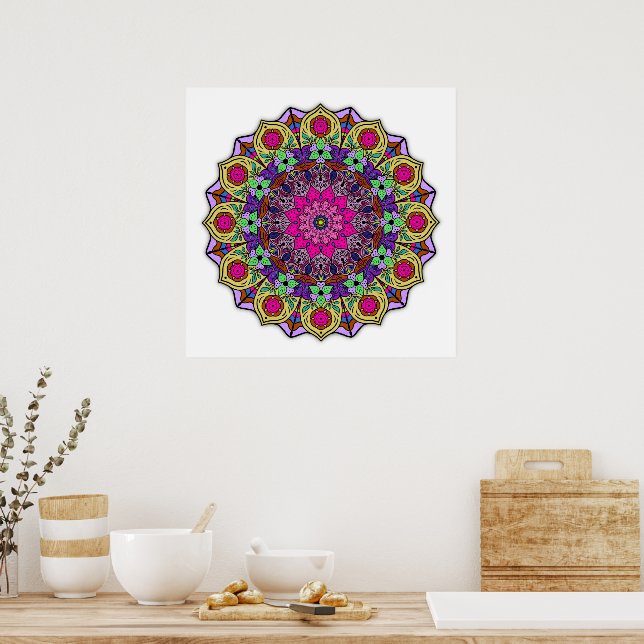 Mandala 12-2 PinkFlower - Poster (Cozinha)