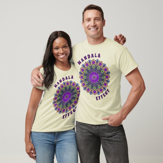 Mandala 12 Violeta-Pêssego Rosa Verde - Camiseta (Unissex)