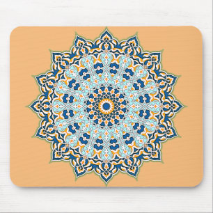 Mandala alaranjada e azul Mousepad