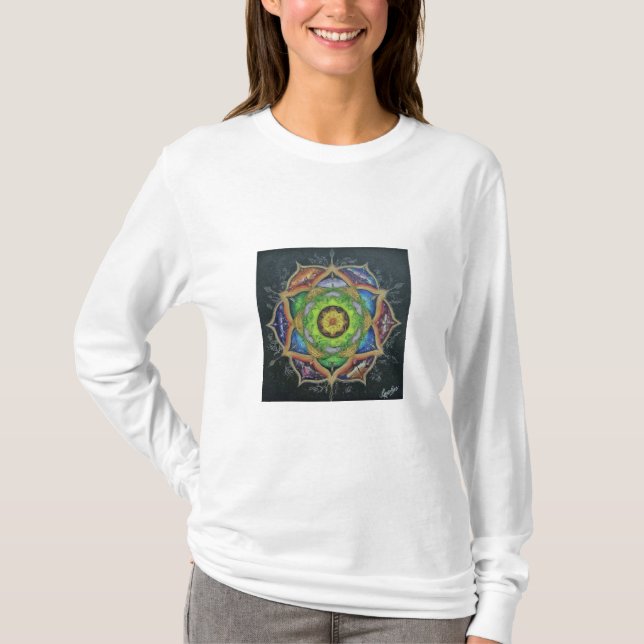 Mandala arte da vida humana Camisetas femininas (Frente)