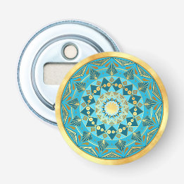 Mandala azul dourado em Fundo de Ouro Macio