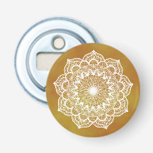 Mandala Branco em Fundo Dourado