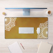 Mandala Branco em Fundo Dourado