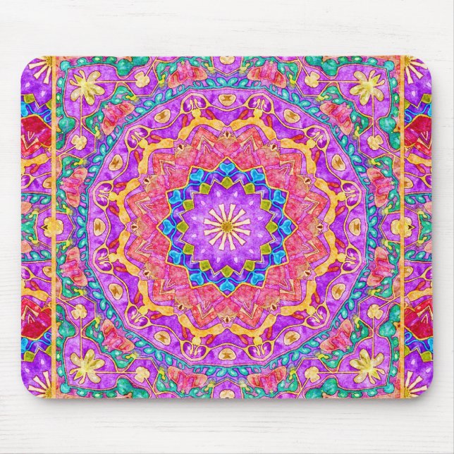 Mandala brilhante Mousepad da aguarela de India (Frente)