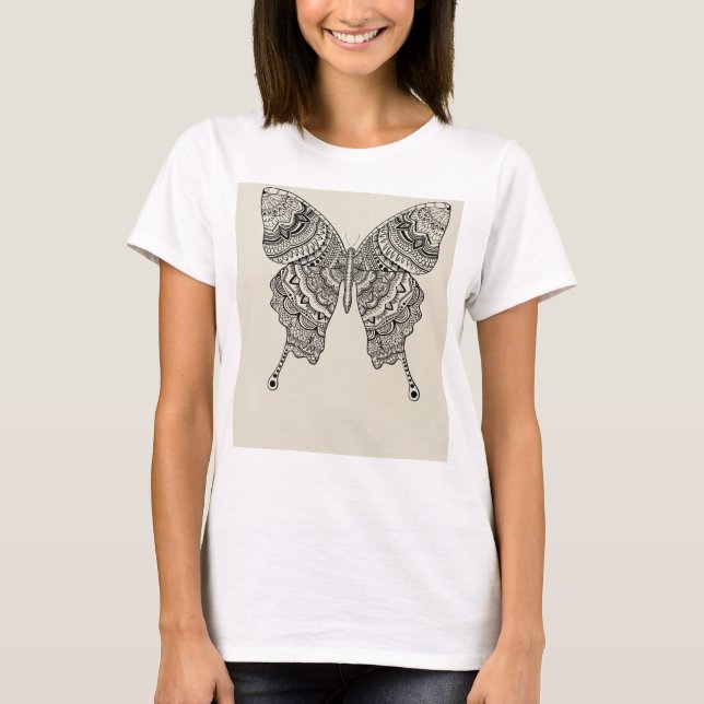 Mandala Butterfly T-Shirt – Boho Aesthetic Design (Frente)