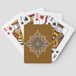 Mandala Cor de Pêssego em Cartas de Baralho Marron