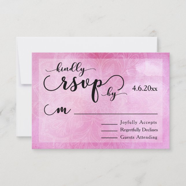 Mandala de Aguarela Rosa Profundo para RSVP de Cas (Frente)