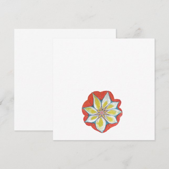 Mandala de Flor Amarela Laranja Convite Padrão (Frente/Verso)
