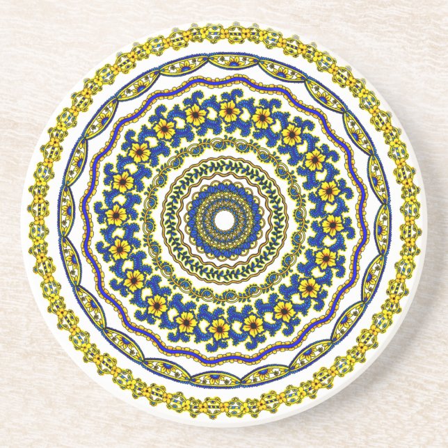 mandala de meditação artística para porta-copos (Frente)