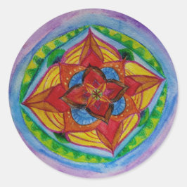Mandala Desenhando Adesivo Clássico Redondo, Leve