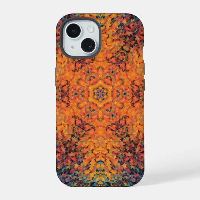 Mandala Digital Laranja Azul e Amarelo (Verso)