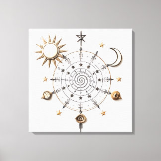 Mandalá do Equilíbrio Celestial Impressão em Tela