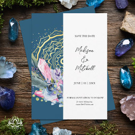 Mandala Dourada Convite de Casamento Boho com Cris