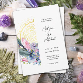 Mandala Dourada Convite de Casamento Boho com Cris