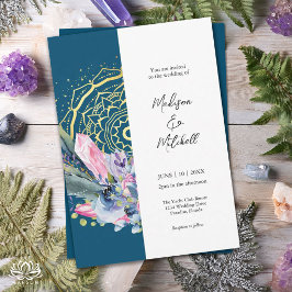 Mandala Dourada Convite de Casamento Boho com Cris