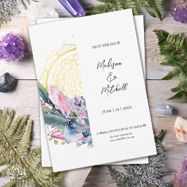 Mandala Dourada Convite de Casamento Boho com Cris