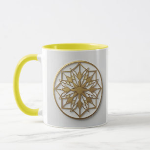 Mandala Dourado Medalhão Caneca de Café Elegante
