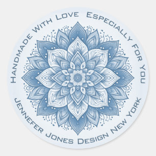 Mandala Flor Simples Pastel Azul Etiquetas Feitas