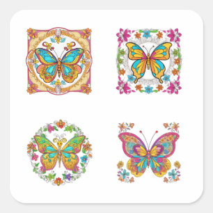Mandala Floral com adesivos com Borboleta Art 4