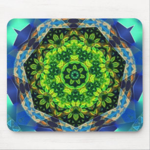 Mandala geométrica Mousepad do círculo verde da