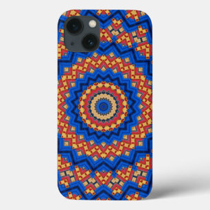 Mandala laranja azul