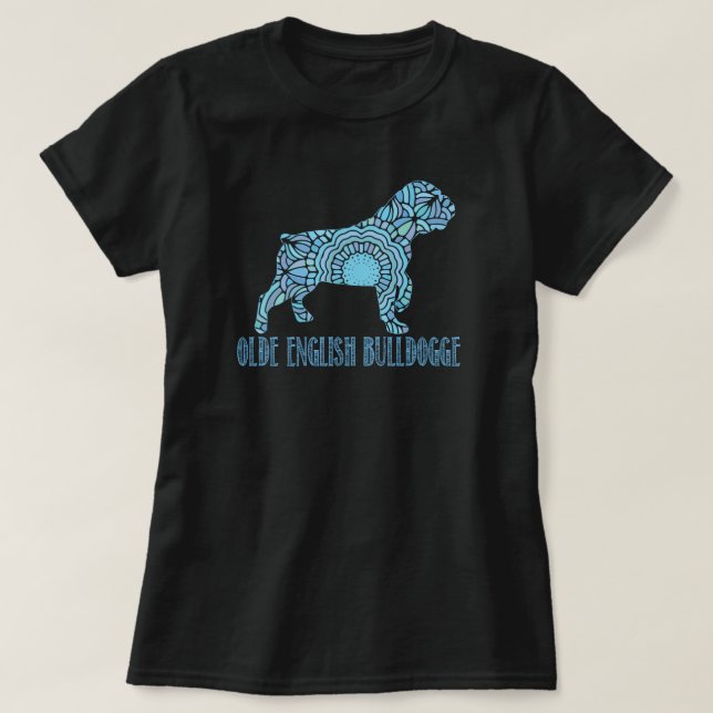 Mandala Olde English Bulldogge T-Shirt (Frente do Design)