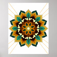 Mandala Padrão 02 em Poster amarelo e tan