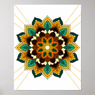 Mandala Padrão 02 em Poster amarelo e tan