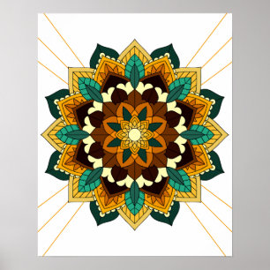 Mandala Padrão 02 em Poster amarelo e tan