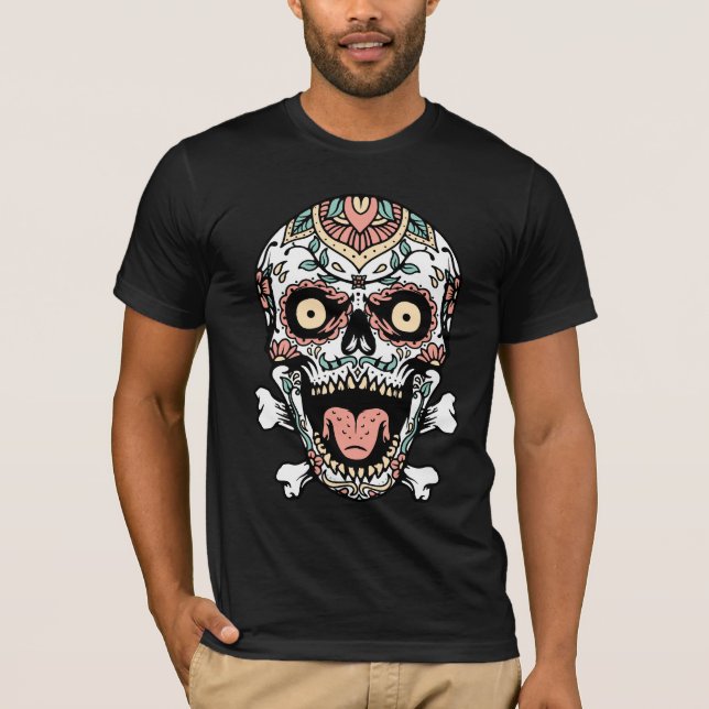 Mandala Skull T-Shirt | Boho Gothic Skull Art Tee (Frente)
