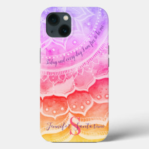 Mandala Sunset Monogramas Aquarelas capas de iphon