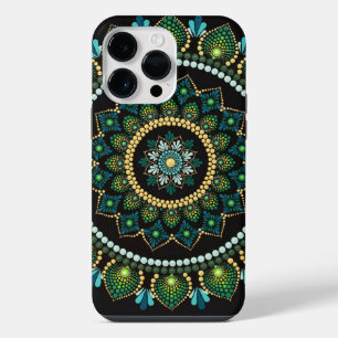 Mandala Verde Pintado à Mão Geometria Sagrada