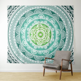 Mandala Wall Tapeçaria Verde Teto Azul