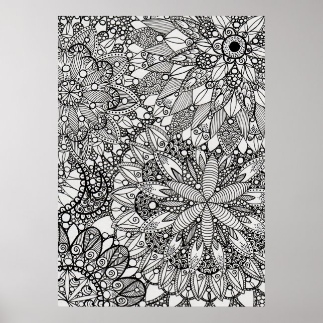 Mandala Zen Pattern Lineart Poster (Frente)