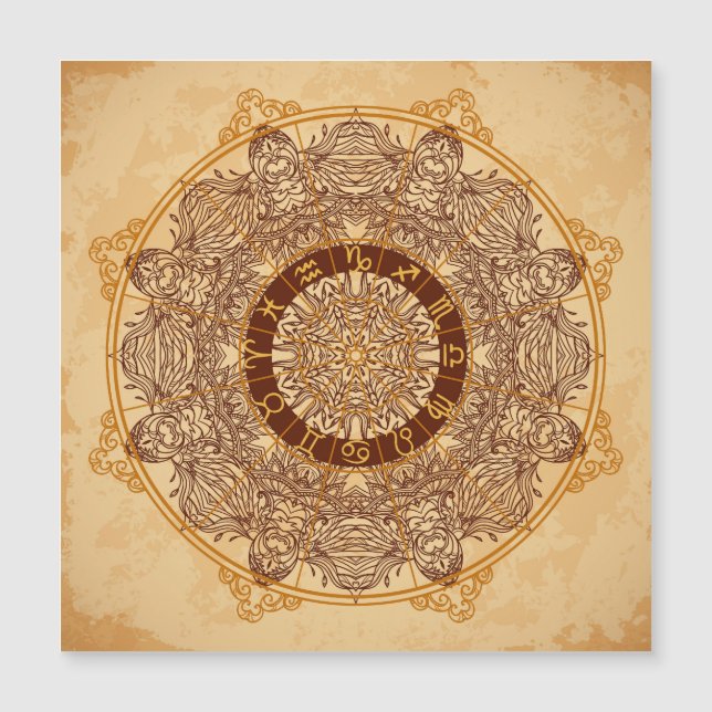 Mandalas, zodíaco, ornamentado, círculo vintage. (Frente)
