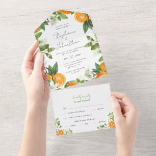 Mandarin Orange Watercolor Casamento
