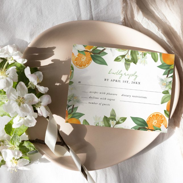 Mandarin Orange Watercolor Wedding RSVP (Criador carregado)