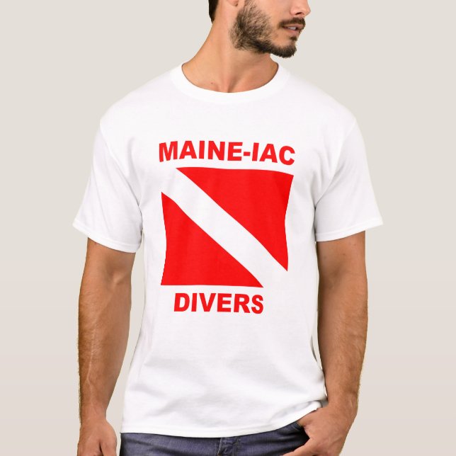 Maneiac Divers Dive Flag Logotipo Clássico T-shirt (Frente)