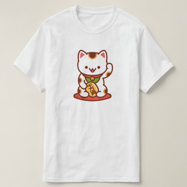 MANEKI-NEKO - Camiseta Gato Sortudo - Branco (Frente do Design)
