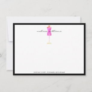 Manequim cor-de-rosa Notecard liso do vestido da