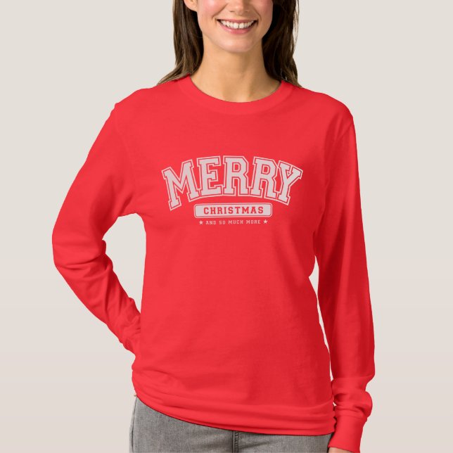 Manga longa da Camisa de Natal Vermelha Feliz Nata (Frente)