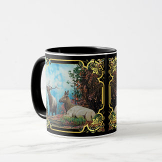Mangueiras, touros e vacas na caneca da floresta d