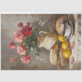 Manhã Chá Com Rosa De Papel Tecidual