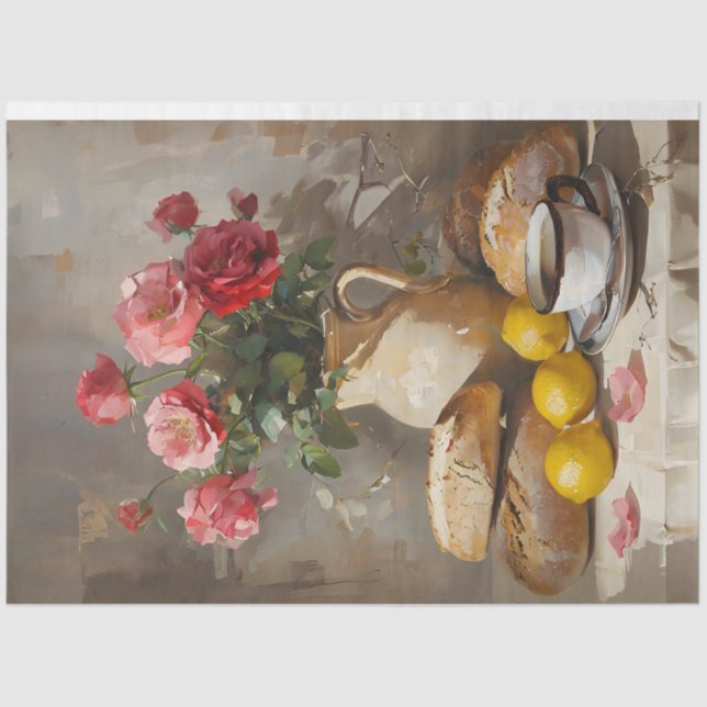 Manhã Chá Com Rosa De Papel Tecidual (Frente )